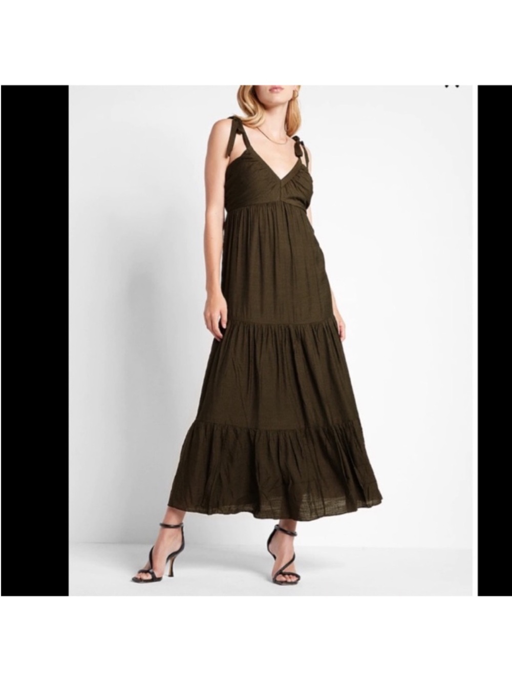 Express Tiered Maxi Dress with Tie Straps. Size Small.